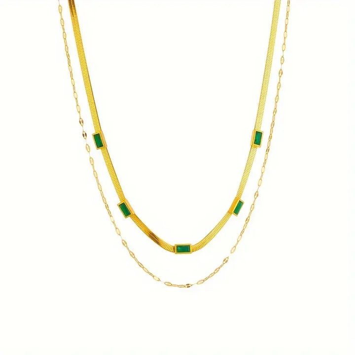 Sorelle Gem Double-Layer Retro Gold Necklace