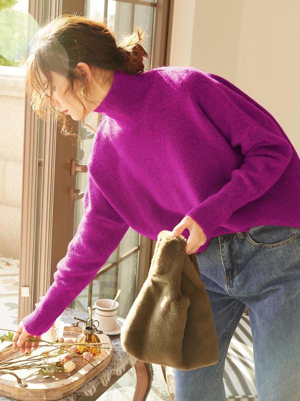 Zoey | Women High Neck Loose Knit Pullover Sweater