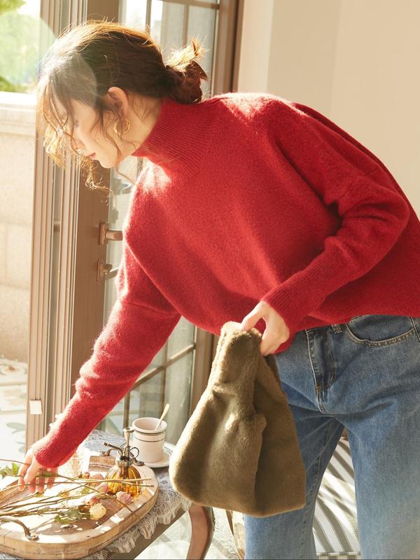 Zoey | Women High Neck Loose Knit Pullover Sweater