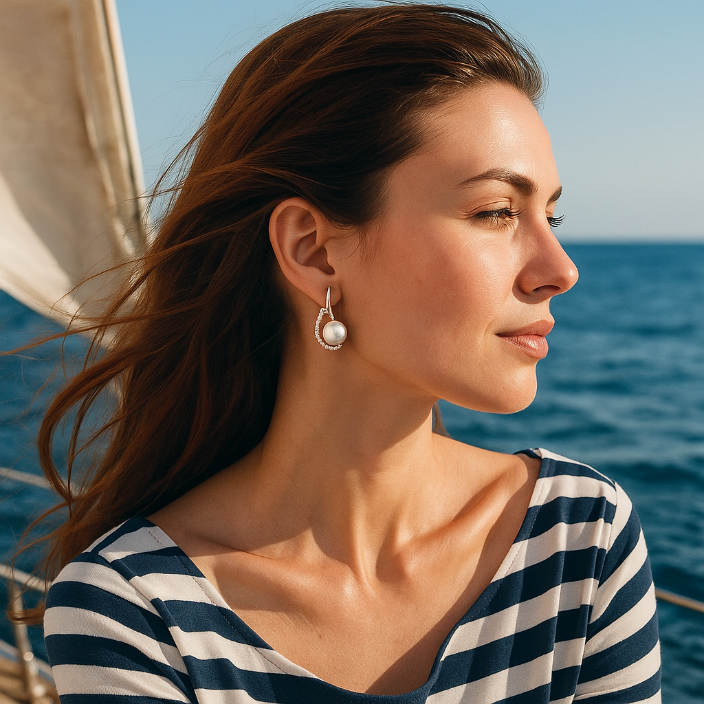 Lorelei | Pearl-Embellished Button Earrings