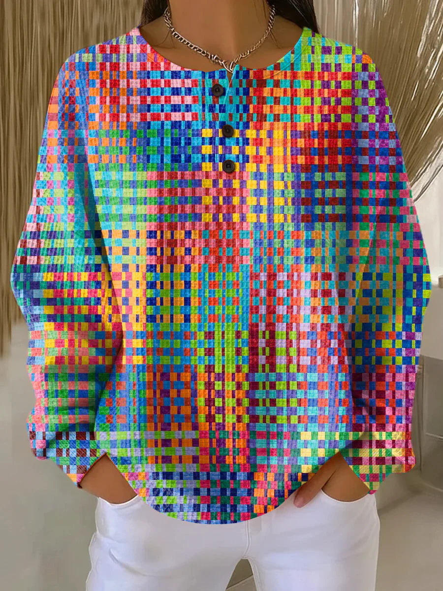 Olevira | Sweater with Colourful Tartan Design