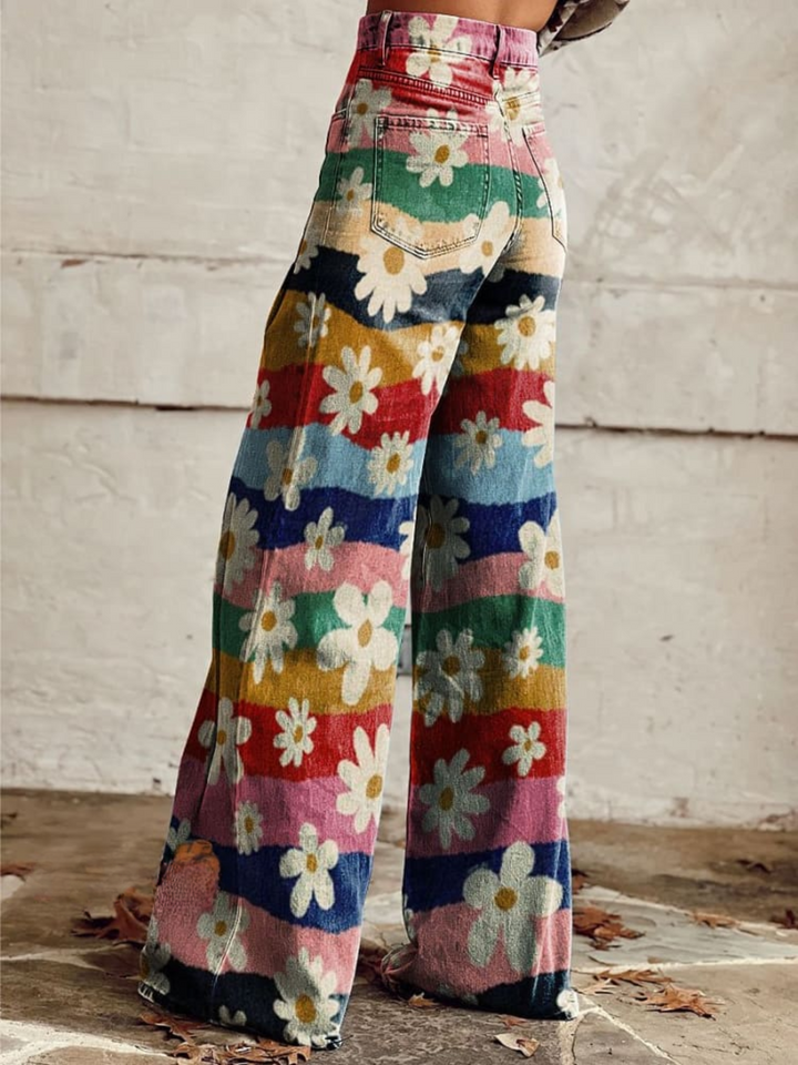 Savannah | Retro Floral High-Waisted Flare pants