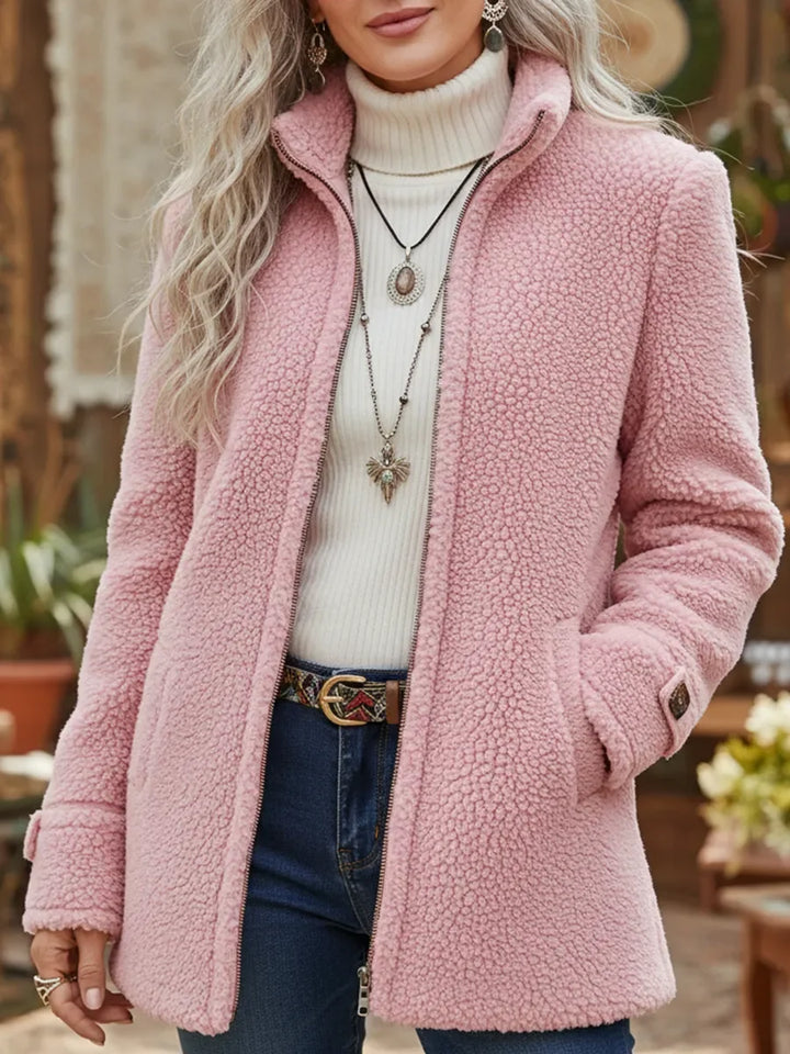 Catherine | Full-Zip Lambswool-Feel Stand Collar Jacket