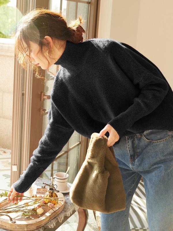 Zoey | Women High Neck Loose Knit Pullover Sweater