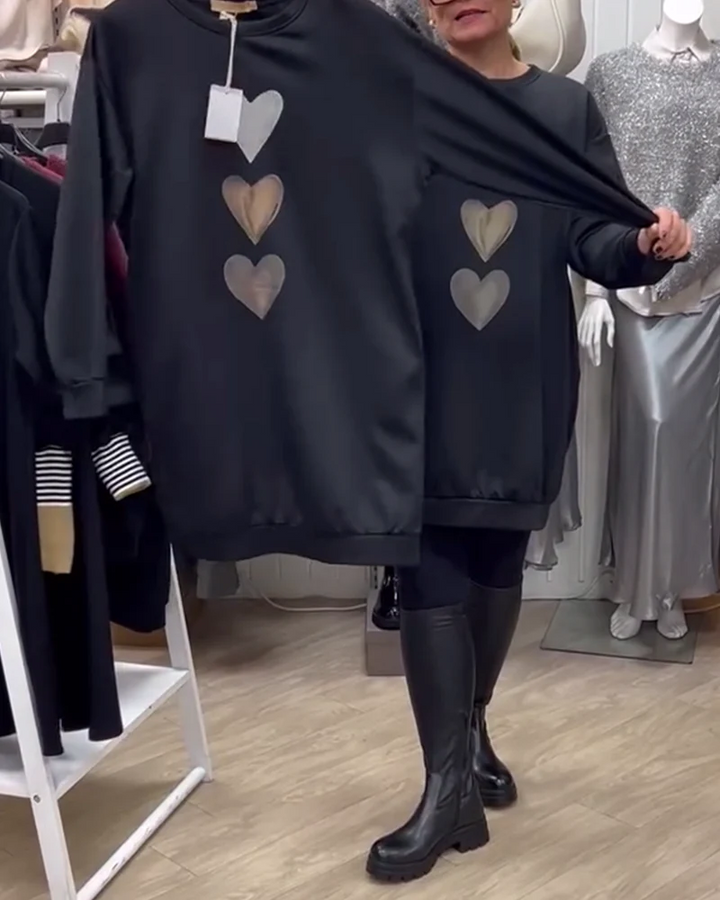 Elvina | Stylish Oversized Heart Sweatshirt