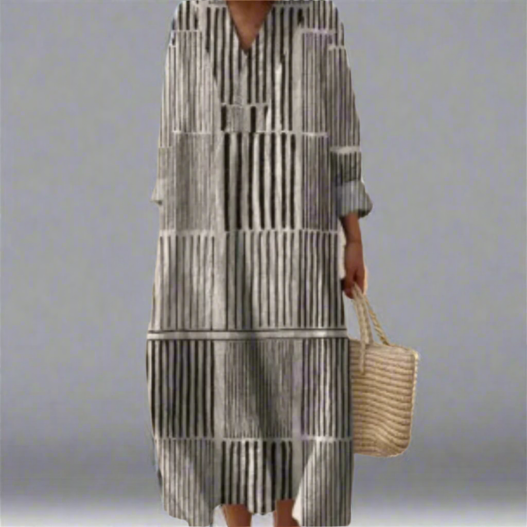 Margot | Monochrome Stripe Comfort Dress