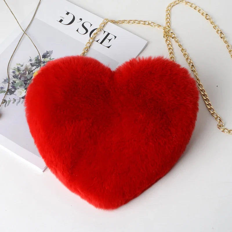 Geneva | Plush Heart Shoulder Bag