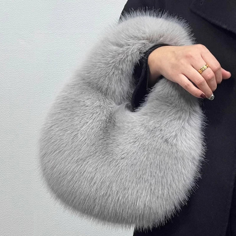 Jean | Faux Fur Half-Moon Shoulder Bag