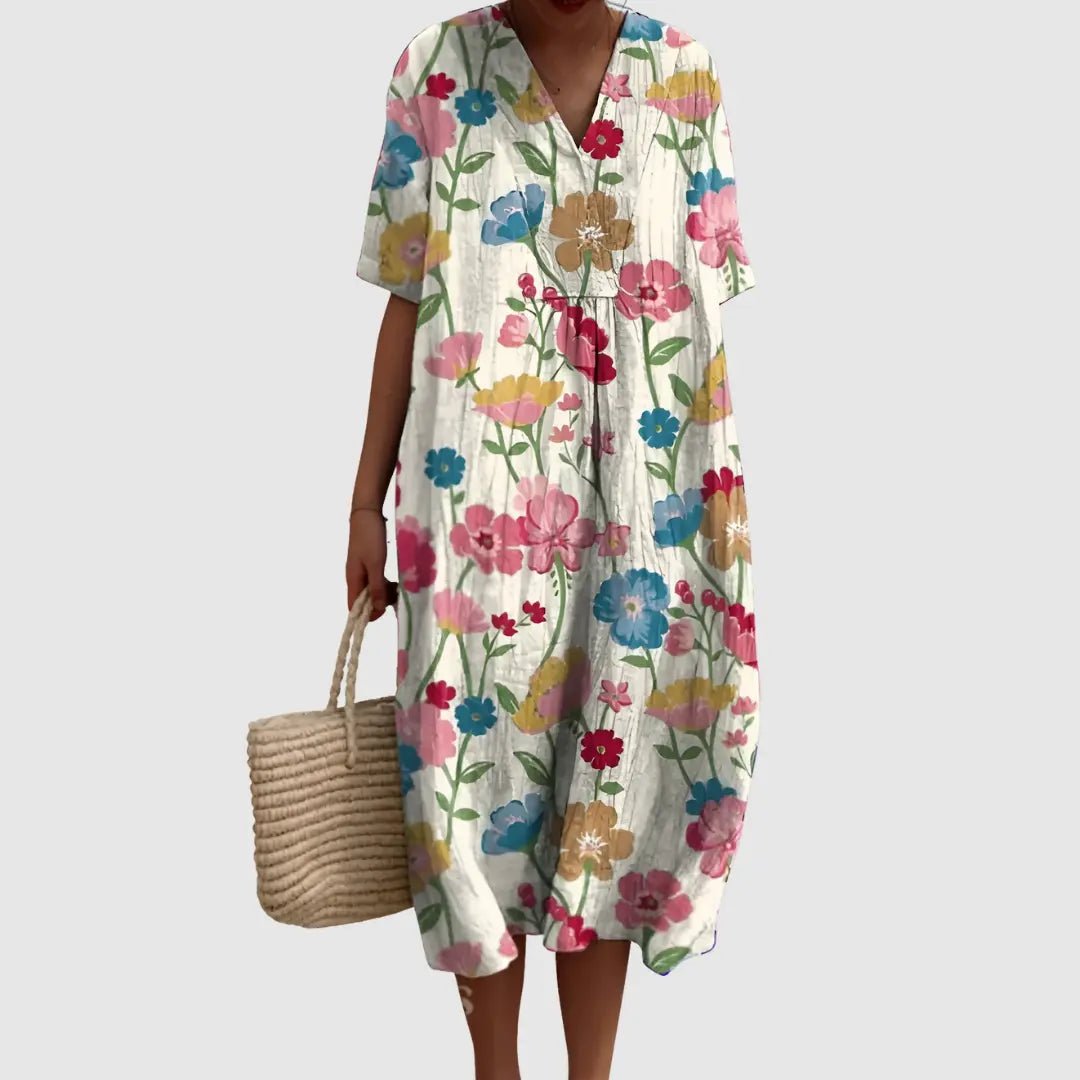 Poppy | Vibrant Floral Breeze Midi Dress