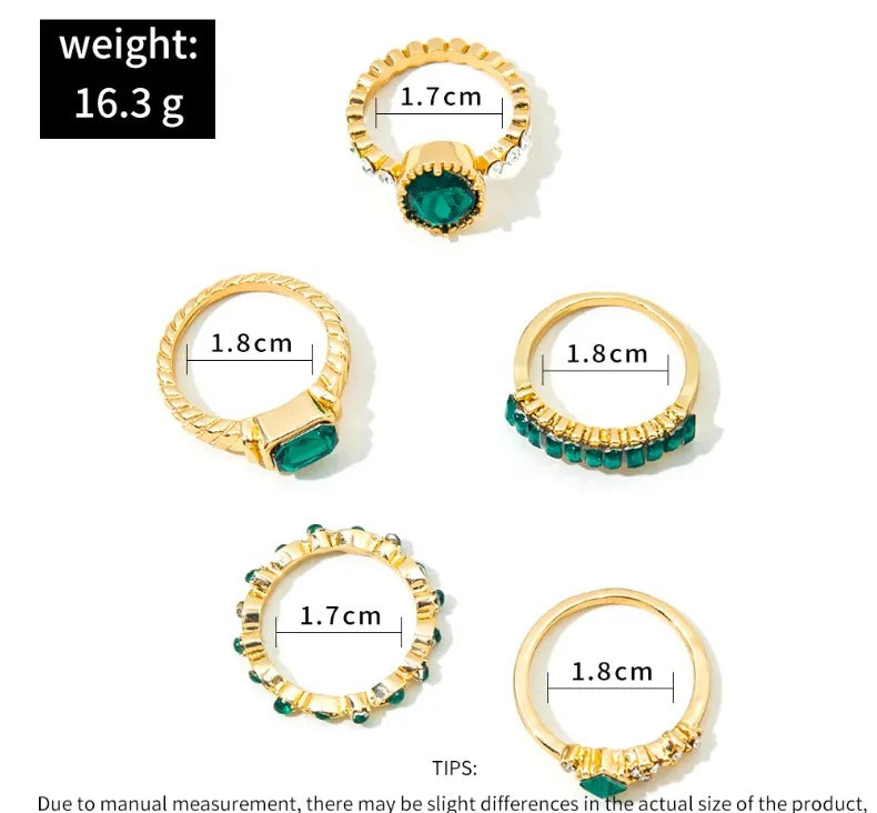Zara Exquisite Emerald Gold Ring Set