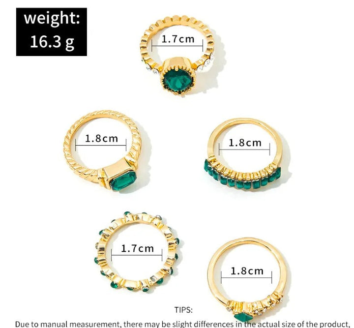 Zara Exquisite Emerald Gold Ring Set