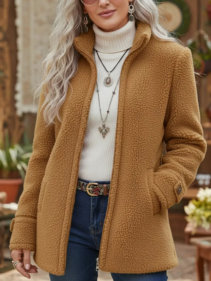Catherine | Full-Zip Lambswool-Feel Stand Collar Jacket