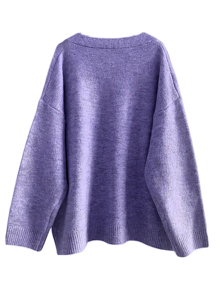 Avelie | Premium Solid Colour Long Sleeve V-Neck Pullover