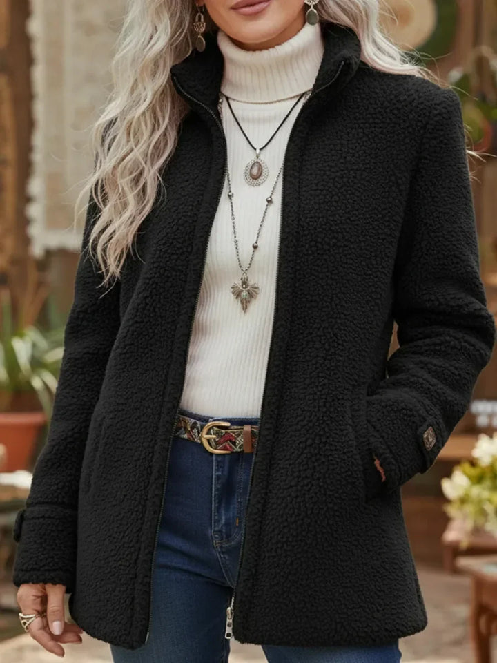 Catherine | Full-Zip Lambswool-Feel Stand Collar Jacket