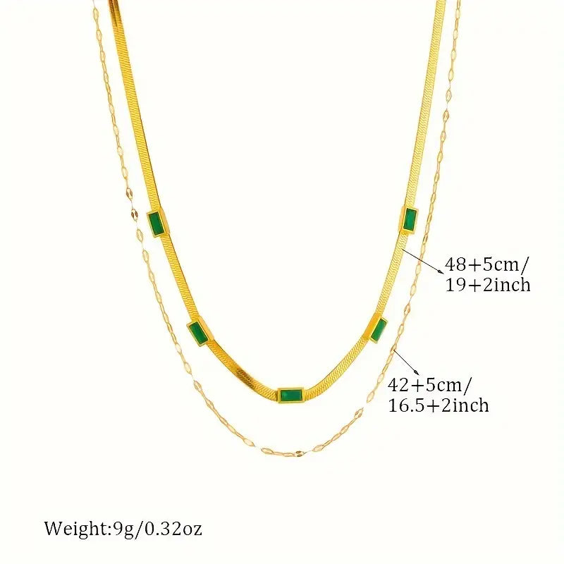 Sorelle Gem Double-Layer Retro Gold Necklace