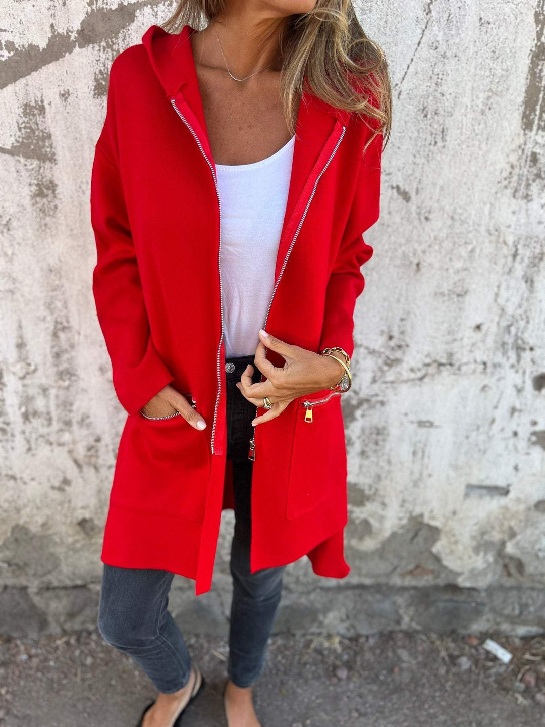 Elaris | Elegant One-Colour Cardigan with Zipper