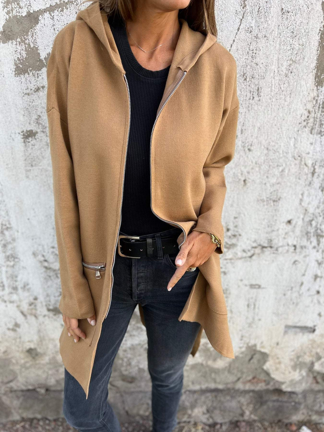 Elaris | Elegant One-Colour Cardigan with Zipper