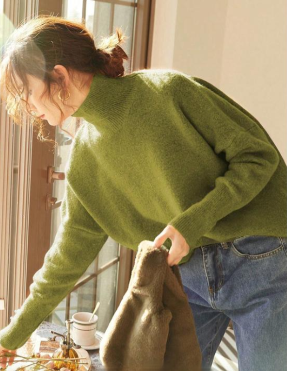 Zoey | Women High Neck Loose Knit Pullover Sweater